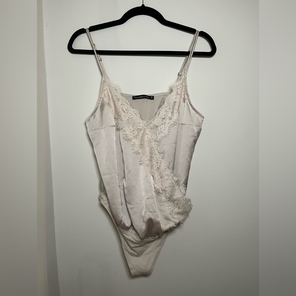 Abercrombie & Fitch satin and lace champagne body suite